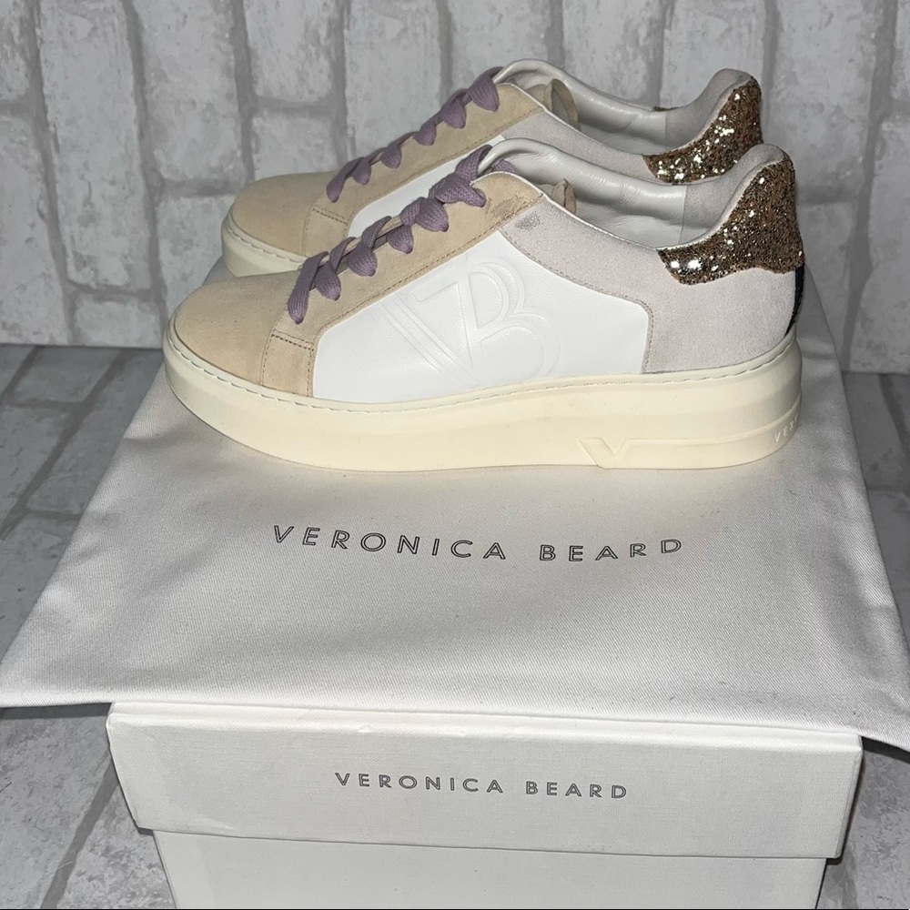 NWT VERONICA BEARD Geri Colorblock Leather & Suede Sneakers size 6.5 - Picture 8 of 13